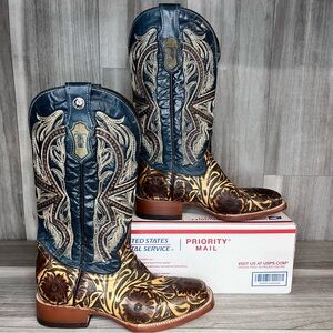 Tanner Mark Jaw Dropper Tooled Leather Floral Western Boots Womens 10 Beautiful